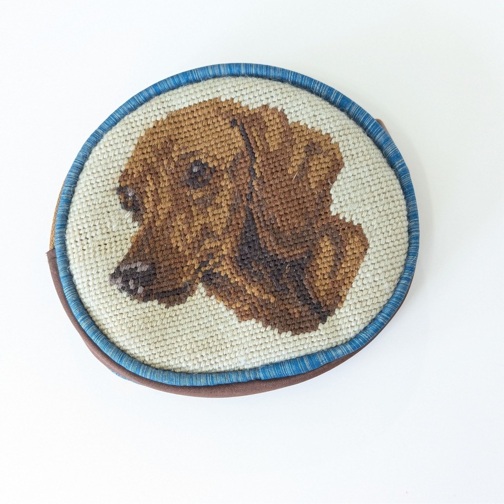 Dachshund Doxie Weiner Dog Handcrafted Needlepoint Zippered Coin Purse Pouch